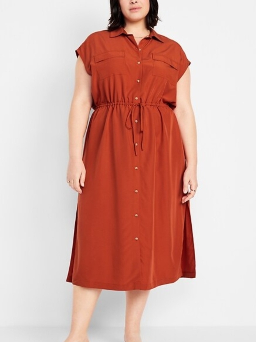 Old Navy Waist-Defined Utility Midi Shirt DressOut of Stock